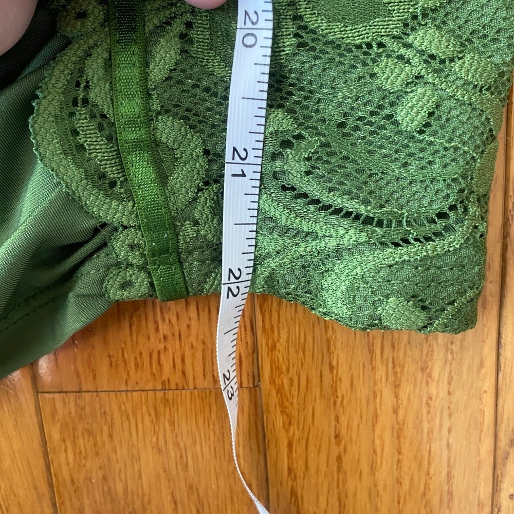 Vintage Y2K XOXO Green Lace Satin Bustier Cami Tank Top M McBling Indie Sleeze - Picture 13 of 13
